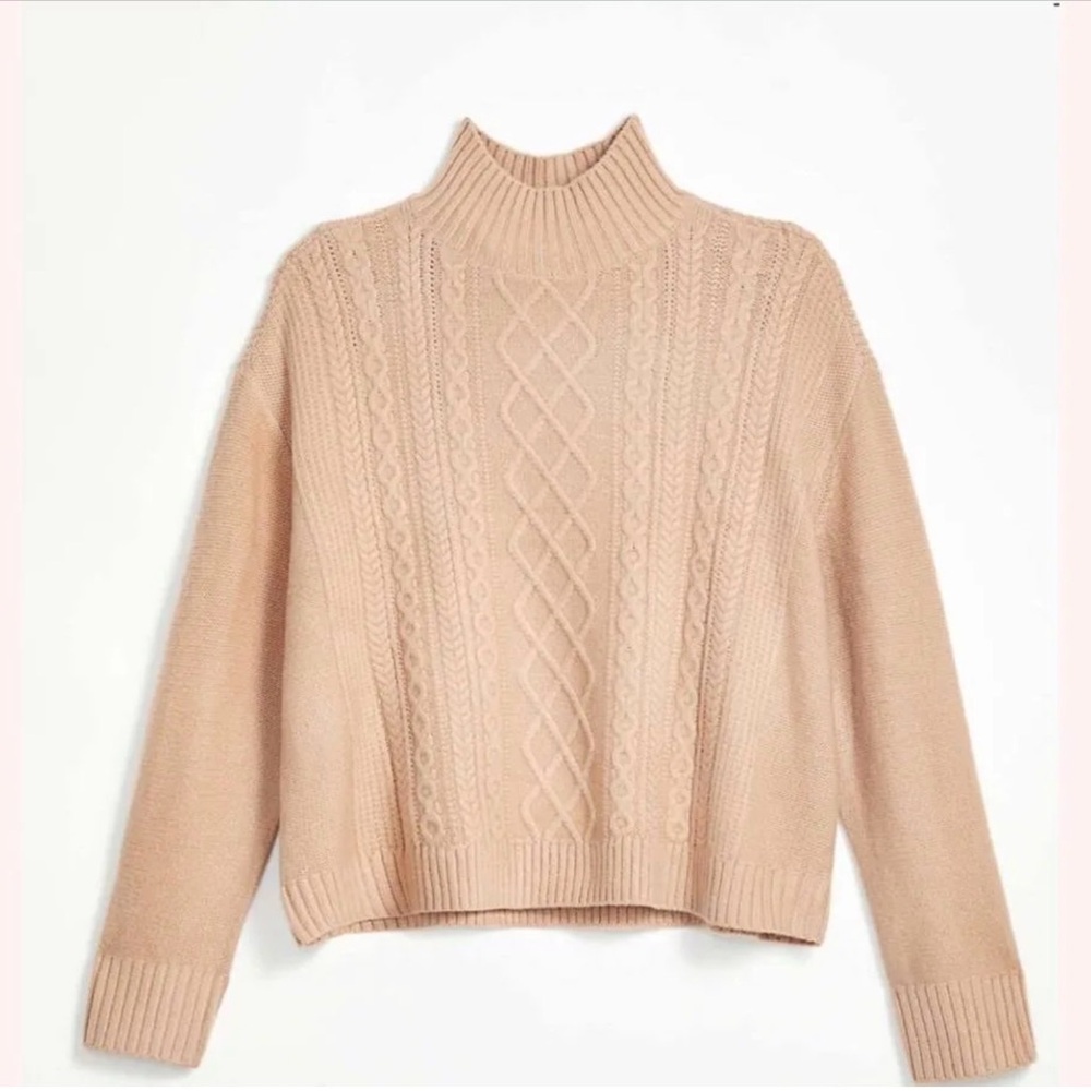 LOFT Cable Knit Mock Neck Sweater